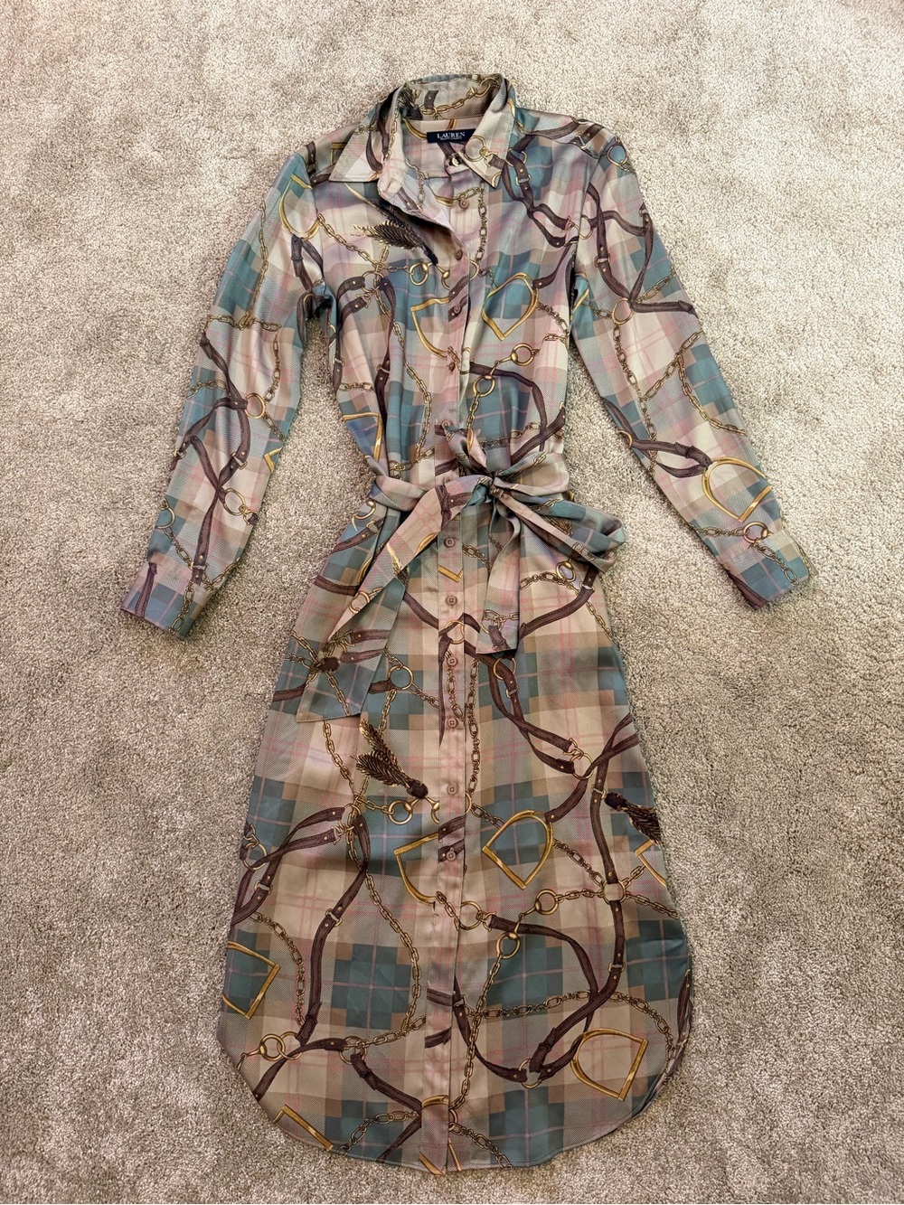 Ralph Lauren Shirt Dress with Chain & Stirrup Print - Picture 11 of 11